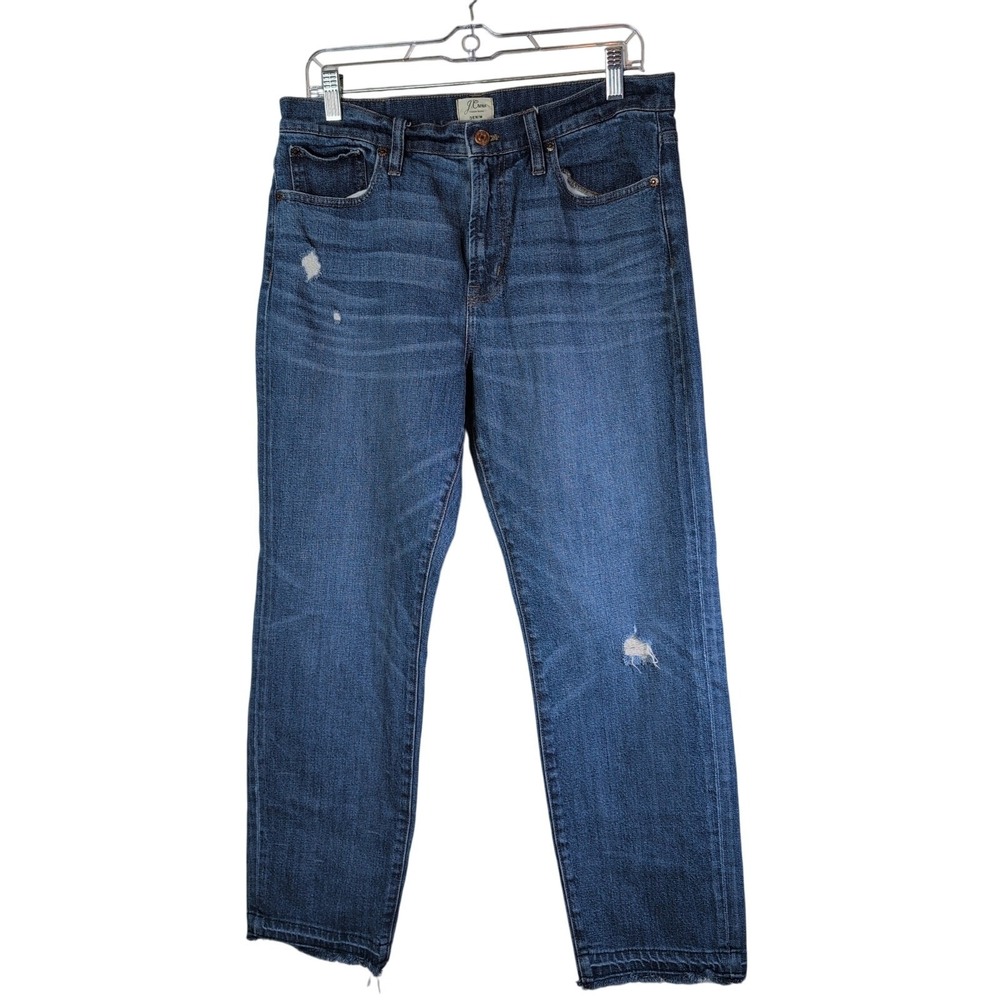 J.Crew Denim Straight Leg Jeans Blue Distressed Size 30 Normcore Basic Grunge